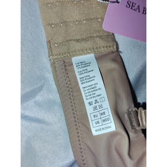 NWT SEA BBOT 36DD Push Up Bra Strapless Anti-Slip Tan Curvy Girl Plus Size - Picture 4 of 7